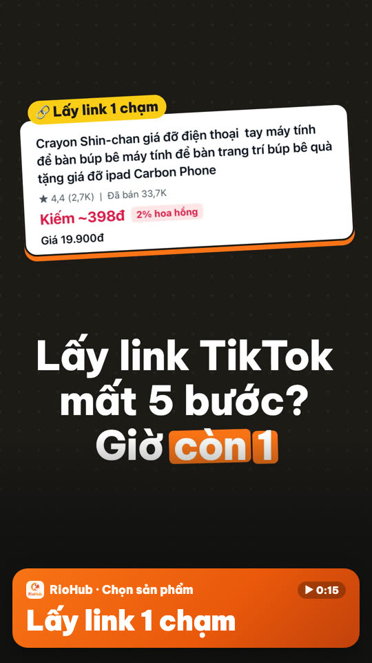 Lấy link affiliate TikTok Shop chỉ 1 chạm trên app RioHub
